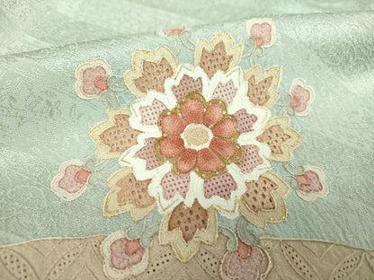 平和屋着物●中国三大刺繍　スワトウ相良刺繍　汕頭相良刺繍　総刺繍　訪問着　正倉院花文　暈し染め　正絹　逸品　DABH9157ps