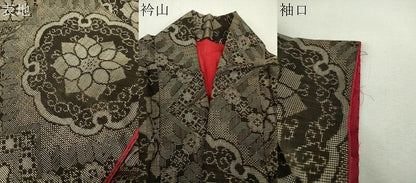 平和屋着物●アンティーク　大正ロマン　本場大島紬　龍郷絣　花丸文　正絹　逸品　DABH9158ps
