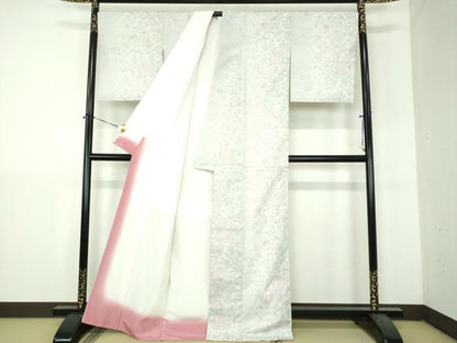 平和屋着物●本場大島紬　白大島　花丸文　正絹　逸品　未使用　DABH9159ps