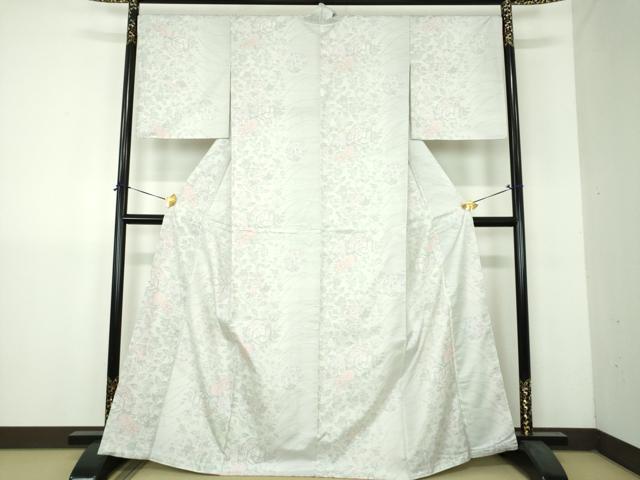 平和屋着物●本場大島紬　白大島　花丸文　正絹　逸品　未使用　DABH9159ps