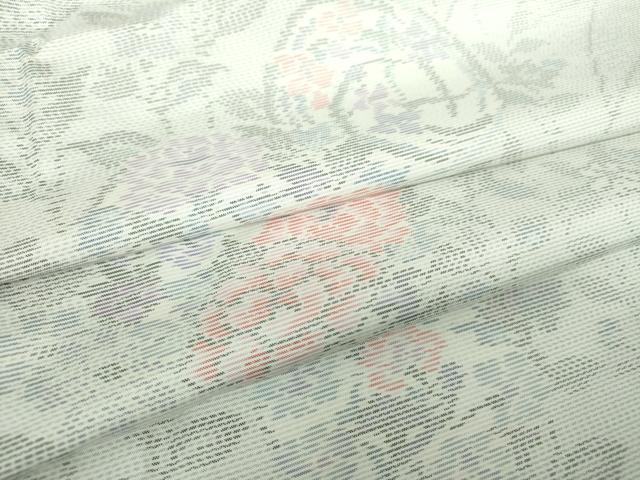 平和屋着物●本場大島紬　白大島　花丸文　正絹　逸品　未使用　DABH9159ps