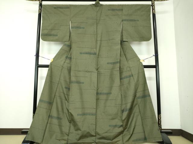 平和屋着物●髭紬　100亀甲　横段花文　正絹　逸品　DABH9162ps