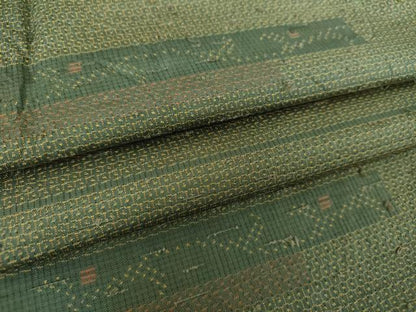 平和屋着物●髭紬　100亀甲　横段花文　正絹　逸品　DABH9162ps