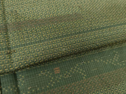 平和屋着物●髭紬　100亀甲　横段花文　正絹　逸品　DABH9162ps