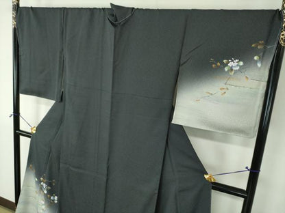 平和屋着物●和紙染染色作家・植村彩弘　訪問着　手描き　枝花文　暈し染め　金彩　やまと誂製　正絹　逸品　未使用　DABH9165ps