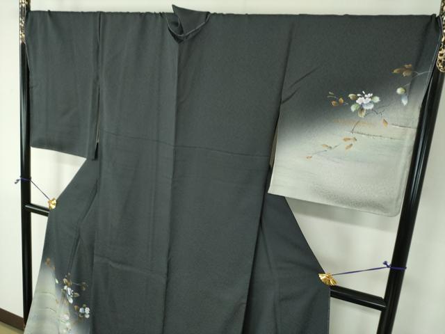 平和屋着物●和紙染染色作家・植村彩弘　訪問着　手描き　枝花文　暈し染め　金彩　やまと誂製　正絹　逸品　未使用　DABH9165ps