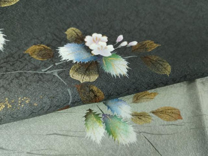 平和屋着物●和紙染染色作家・植村彩弘　訪問着　手描き　枝花文　暈し染め　金彩　やまと誂製　正絹　逸品　未使用　DABH9165ps