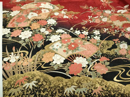 平和屋着物●豪華振袖　雲取り扇面花文　暈し染め　金彩　鈴乃屋扱い　正絹　逸品　DABH9166ps
