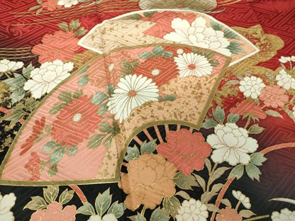 平和屋着物●豪華振袖　雲取り扇面花文　暈し染め　金彩　鈴乃屋扱い　正絹　逸品　DABH9166ps