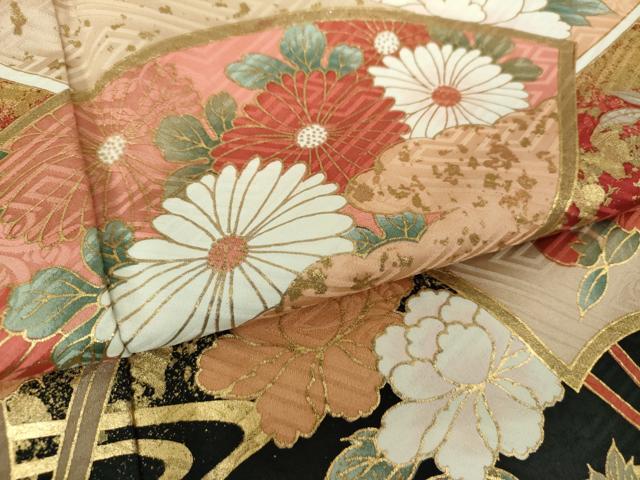 平和屋着物●豪華振袖　雲取り扇面花文　暈し染め　金彩　鈴乃屋扱い　正絹　逸品　DABH9166ps