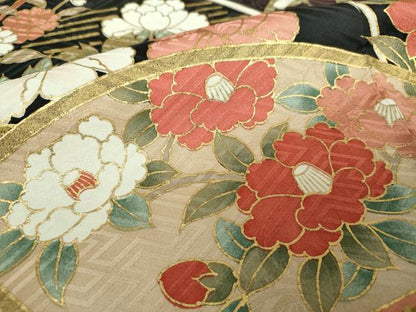 平和屋着物●豪華振袖　雲取り扇面花文　暈し染め　金彩　鈴乃屋扱い　正絹　逸品　DABH9166ps