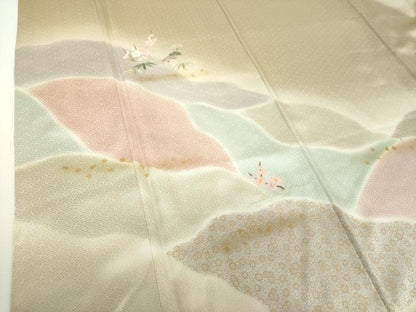 平和屋着物●訪問着　刺繍　松竹梅　暈し染め　金彩　正絹　逸品　未使用　DABH9174ps