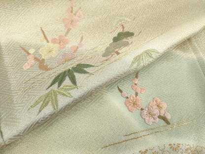 平和屋着物●訪問着　刺繍　松竹梅　暈し染め　金彩　正絹　逸品　未使用　DABH9174ps