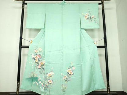 平和屋着物●訪問着　友禅　枝花文　暈し染め　正絹　逸品　DABH9177ps