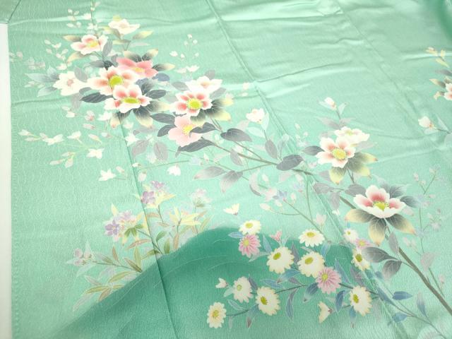平和屋着物●訪問着　友禅　枝花文　暈し染め　正絹　逸品　DABH9177ps