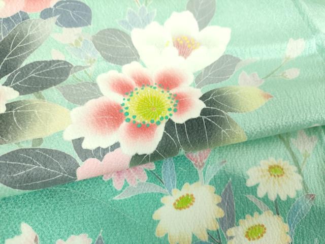 平和屋着物●訪問着　友禅　枝花文　暈し染め　正絹　逸品　DABH9177ps