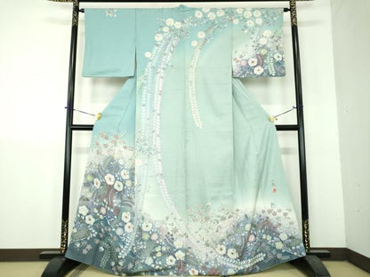 平和屋着物●吉乃一廉　幻の辻が花　訪問着　絞り　辻が花　暈し染め　銀通し地　正絹　逸品　DABH9179ps
