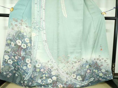平和屋着物●吉乃一廉　幻の辻が花　訪問着　絞り　辻が花　暈し染め　銀通し地　正絹　逸品　DABH9179ps