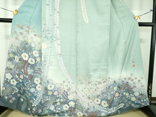 平和屋着物●吉乃一廉　幻の辻が花　訪問着　絞り　辻が花　暈し染め　銀通し地　正絹　逸品　DABH9179ps