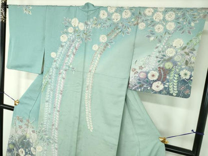 平和屋着物●吉乃一廉　幻の辻が花　訪問着　絞り　辻が花　暈し染め　銀通し地　正絹　逸品　DABH9179ps
