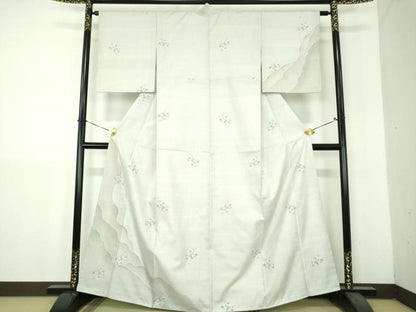 平和屋着物●訪問着　白大島　9マルキ　枝花文　正絹　逸品　DABH9180ps