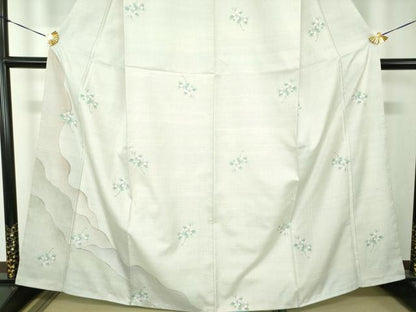 平和屋着物●訪問着　白大島　9マルキ　枝花文　正絹　逸品　DABH9180ps