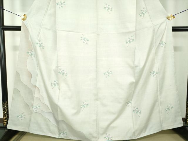 平和屋着物●訪問着　白大島　9マルキ　枝花文　正絹　逸品　DABH9180ps
