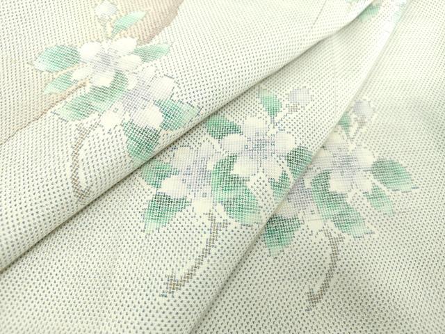 平和屋着物●訪問着　白大島　9マルキ　枝花文　正絹　逸品　DABH9180ps