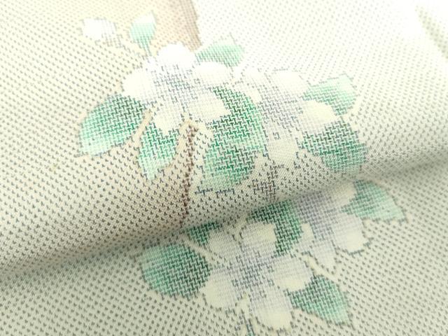 平和屋着物●訪問着　白大島　9マルキ　枝花文　正絹　逸品　DABH9180ps