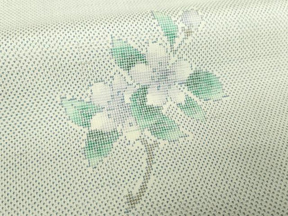 平和屋着物●訪問着　白大島　9マルキ　枝花文　正絹　逸品　DABH9180ps
