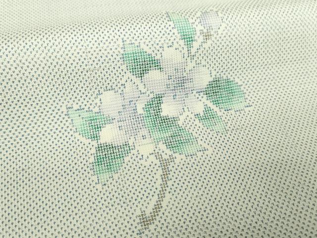 平和屋着物●訪問着　白大島　9マルキ　枝花文　正絹　逸品　DABH9180ps