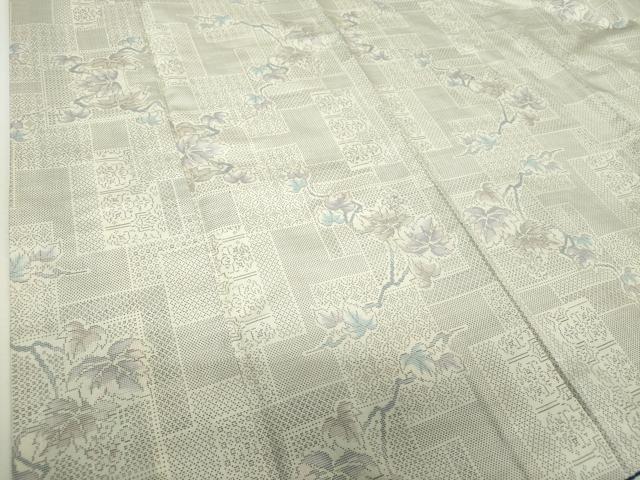 平和屋着物●本場大島紬　白大島　9マルキ　葡萄蔦の葉文　正絹　逸品　DABH9181ps
