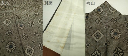平和屋着物●本場大島紬　龍郷絣　花菱文　正絹　逸品　DABH9185ps