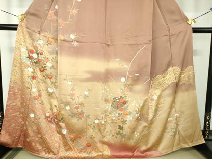 平和屋着物●訪問着　作家物　駒刺繍　扇面花文　暈し染め　金彩　正絹　逸品　未使用　DABH9187ps