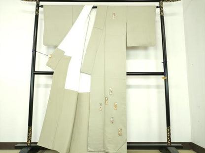 平和屋着物●訪問着　竹屋町刺繍　短冊花文　金彩　正絹　逸品　DABH9188ps