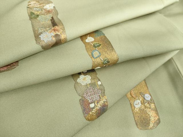 平和屋着物●訪問着　竹屋町刺繍　短冊花文　金彩　正絹　逸品　DABH9188ps