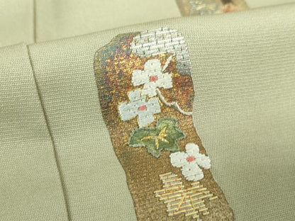 平和屋着物●訪問着　竹屋町刺繍　短冊花文　金彩　正絹　逸品　DABH9188ps