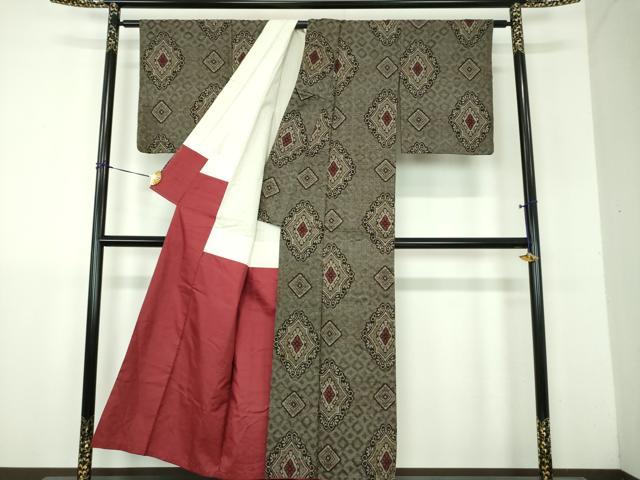 平和屋着物●本場大島紬　龍郷絣　花菱文　正絹　逸品　DABH9189ps