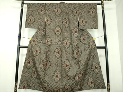 平和屋着物●本場大島紬　龍郷絣　花菱文　正絹　逸品　DABH9189ps