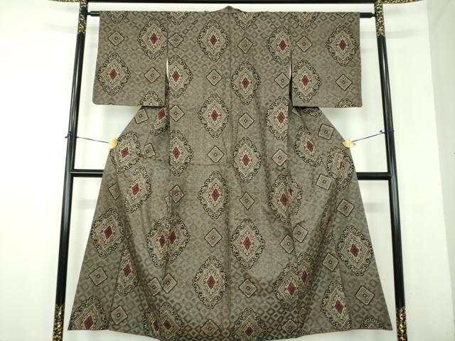 平和屋着物●本場大島紬　龍郷絣　花菱文　正絹　逸品　DABH9189ps