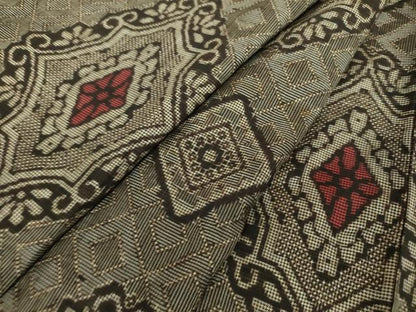 平和屋着物●本場大島紬　龍郷絣　花菱文　正絹　逸品　DABH9189ps