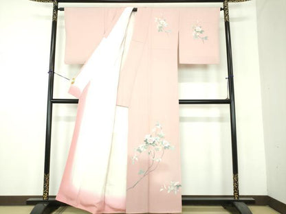 平和屋着物●訪問着　友禅　作家物　花鳥文　暈し染め　正絹　逸品　DABH9190ps