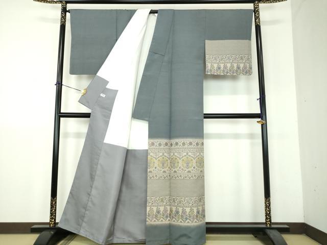 平和屋着物●訪問着　お召地　孔雀更紗花文　正絹　逸品　DABH9191ps