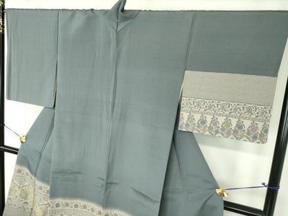 平和屋着物●訪問着　お召地　孔雀更紗花文　正絹　逸品　DABH9191ps
