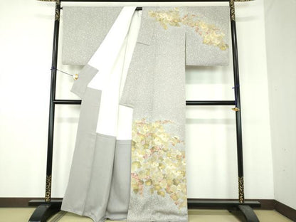 平和屋着物●訪問着　刺繍　蔦の葉花文　金彩　正絹　逸品　DABH9192ps