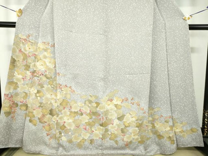 平和屋着物●訪問着　刺繍　蔦の葉花文　金彩　正絹　逸品　DABH9192ps