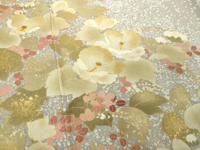 平和屋着物●訪問着　刺繍　蔦の葉花文　金彩　正絹　逸品　DABH9192ps
