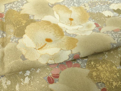 平和屋着物●訪問着　刺繍　蔦の葉花文　金彩　正絹　逸品　DABH9192ps