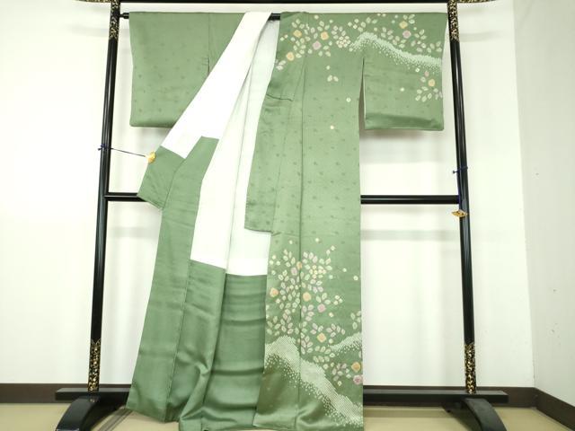 平和屋着物●訪問着　総絞り　草花文　正絹　逸品　DABH9194ps