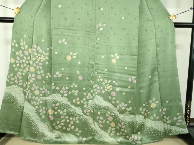 平和屋着物●訪問着　総絞り　草花文　正絹　逸品　DABH9194ps